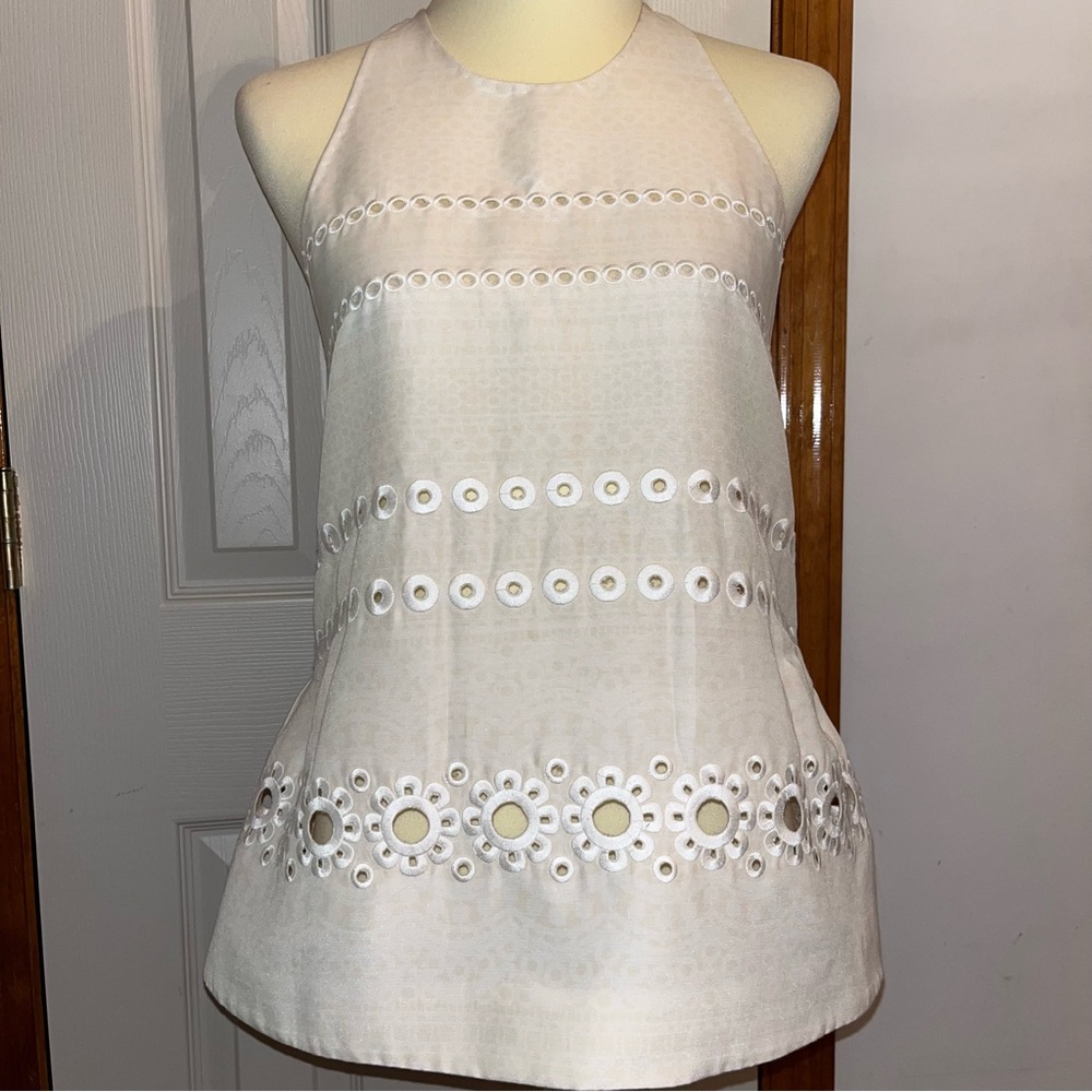 3.1 Phillip Lim Silk & Cotton Structured A Line • Sheer Back Sleeveless Top
